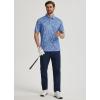 imageLibin Golf Polo Shirts for Men Short Sleeve Quick Dry Performance Moisture Wicking Print Collared Golf Shirts Casual BusinessBlue Square