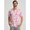 imageLibin Golf Polo Shirts for Men Short Sleeve Quick Dry Performance Moisture Wicking Print Collared Golf Shirts Casual BusinessWhite Pink Leaf