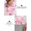 imageLibin Golf Polo Shirts for Men Short Sleeve Quick Dry Performance Moisture Wicking Print Collared Golf Shirts Casual BusinessWhite Pink Leaf