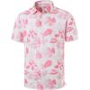 imageLibin Golf Polo Shirts for Men Short Sleeve Quick Dry Performance Moisture Wicking Print Collared Golf Shirts Casual BusinessWhite Pink Leaf