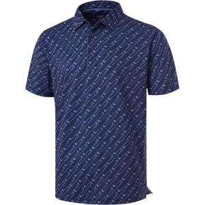 imageLibin Golf Polo Shirts for Men Short Sleeve Quick Dry Performance Moisture Wicking Print Collared Golf Shirts Casual Business02navy Golf Club