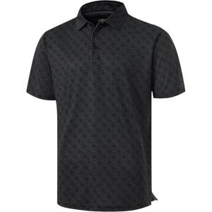 imageLibin Golf Polo Shirts for Men Short Sleeve Quick Dry Performance Moisture Wicking Print Collared Golf Shirts Casual BusinessBlack Grey Circle