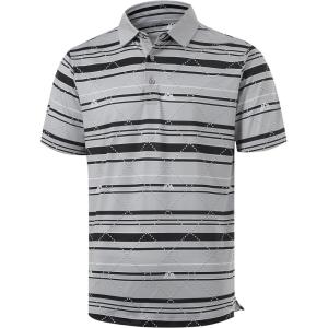 imageLibin Golf Polo Shirts for Men Short Sleeve Quick Dry Performance Moisture Wicking Print Collared Golf Shirts Casual BusinessBright Grey Stripe