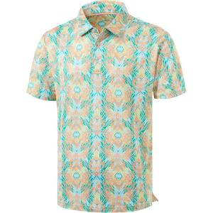 imageLibin Golf Polo Shirts for Men Short Sleeve Quick Dry Performance Moisture Wicking Print Collared Golf Shirts Casual BusinessYellow Orange Flower