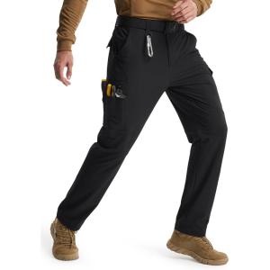 imageLibin Mens Work Pants Hiking Cargo Pants Water Resistant Stretch Tactical Outdoor Trousers with 9 PocketsBlack