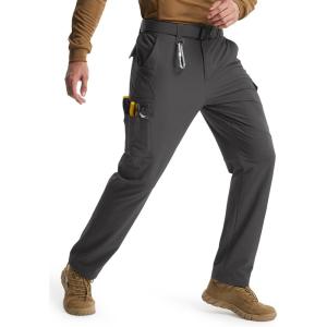 imageLibin Mens Work Pants Hiking Cargo Pants Water Resistant Stretch Tactical Outdoor Trousers with 9 PocketsDark Grey