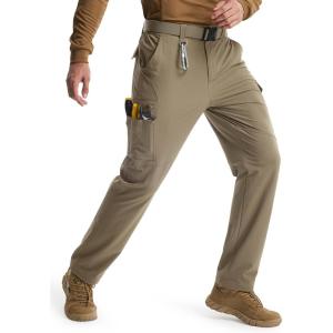 imageLibin Mens Work Pants Hiking Cargo Pants Water Resistant Stretch Tactical Outdoor Trousers with 9 PocketsStone Khaki