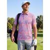 imageLibin Golf Polo Shirts for Men Short Sleeve Quick Dry Performance Moisture Wicking Print Collared Golf Shirts Casual Business04pink Colored Painting