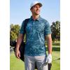 imageLibin Golf Polo Shirts for Men Short Sleeve Quick Dry Performance Moisture Wicking Print Collared Golf Shirts Casual Business08peacock Blue Painting