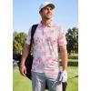 imageLibin Golf Polo Shirts for Men Short Sleeve Quick Dry Performance Moisture Wicking Print Collared Golf Shirts Casual Business10white Pink Leaf