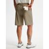 imageLibin Mens Casual Golf Shorts 9 Inch Inseam Elastic Waist Quick Dry Lightweight Stretch Summer Shorts Work Dress TravelStone Khaki
