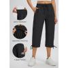 imageLibin Womens Hiking Capri Pants Quick Dry Cargo Pockets Pants Lightweight Cropped Summer Pant for Travel CasualBlack