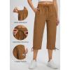 imageLibin Womens Hiking Capri Pants Quick Dry Cargo Pockets Pants Lightweight Cropped Summer Pant for Travel CasualBrown