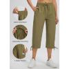 imageLibin Womens Hiking Capri Pants Quick Dry Cargo Pockets Pants Lightweight Cropped Summer Pant for Travel CasualGrass Green