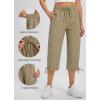 imageLibin Womens Hiking Capri Pants Quick Dry Cargo Pockets Pants Lightweight Cropped Summer Pant for Travel CasualKhaki
