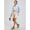 imageLibin Womens Hiking Shorts Cargo Shorts Casual Travel Quick Dry Water Resistant LightweightLight Khaki