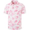 imageLibin Golf Polo Shirts for Men Short Sleeve Quick Dry Performance Moisture Wicking Print Collared Golf Shirts Casual Business10white Pink Leaf