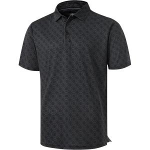 imageLibin Golf Polo Shirts for Men Short Sleeve Quick Dry Performance Moisture Wicking Print Collared Golf Shirts Casual Business03black Grey Circle