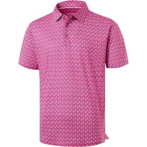 imageLibin Golf Polo Shirts for Men Short Sleeve Quick Dry Performance Moisture Wicking Print Collared Golf Shirts Casual Business09rosy Golf Ball