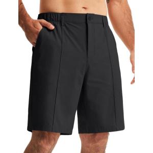 imageLibin Mens Casual Golf Shorts 9 Inch Inseam Elastic Waist Quick Dry Lightweight Stretch Summer Shorts Work Dress TravelBlack