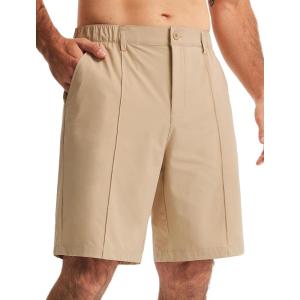 imageLibin Mens Casual Golf Shorts 9 Inch Inseam Elastic Waist Quick Dry Lightweight Stretch Summer Shorts Work Dress TravelKhaki