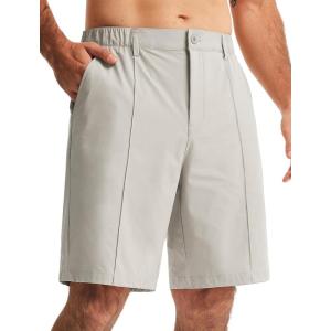 imageLibin Mens Casual Golf Shorts 9 Inch Inseam Elastic Waist Quick Dry Lightweight Stretch Summer Shorts Work Dress TravelLight Grey