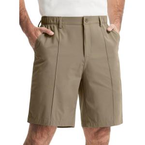 imageLibin Mens Casual Golf Shorts 9 Inch Inseam Elastic Waist Quick Dry Lightweight Stretch Summer Shorts Work Dress TravelStone Khaki