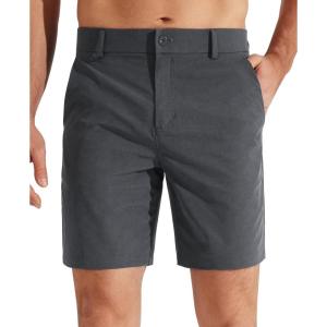 imageLibin Mens Golf Shorts 79 Work Dress Shorts Casual Flat Front Hybrid Short Lightweight Quick Dry Water Resistant7 Iron Grey