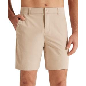 imageLibin Mens Golf Shorts 79 Work Dress Shorts Casual Flat Front Hybrid Short Lightweight Quick Dry Water Resistant7 Khaki