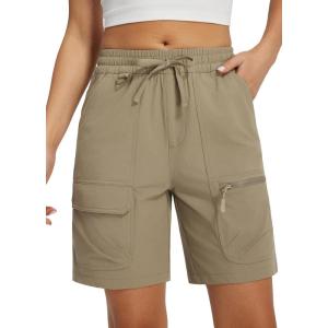 imageLibin Womens Hiking Shorts Cargo Shorts Casual Travel Quick Dry Water Resistant LightweightKhaki