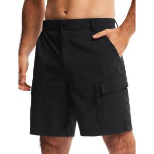 imageLibin Mens Hiking Cargo Shorts with Zipper Pockets 7 Lightweight Quick Dry Casual Shorts for Men Golf Work FishingBlack