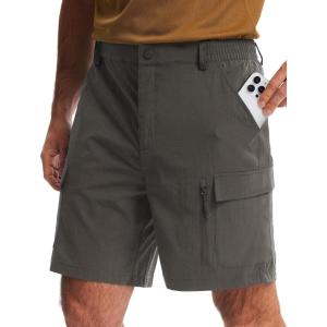 imageLibin Mens Hiking Cargo Shorts with Zipper Pockets 7 Lightweight Quick Dry Casual Shorts for Men Golf Work FishingGrey Sage