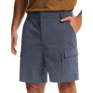 imageLibin Mens Hiking Cargo Shorts with Zipper Pockets 7 Lightweight Quick Dry Casual Shorts for Men Golf Work FishingHaze Blue