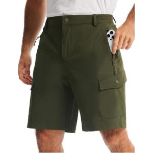 imageLibin Mens Hiking Cargo Shorts with Zipper Pockets 9 Lightweight Quick Dry Casual Shorts for Men Golf Work FishingArmy Green