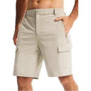 imageLibin Mens Hiking Cargo Shorts with Zipper Pockets 9 Lightweight Quick Dry Casual Shorts for Men Golf Work FishingLight Khaki