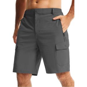 imageLibin Mens Hiking Cargo Shorts with Zipper Pockets 9 Lightweight Quick Dry Casual Shorts for Men Golf Work FishingMedium Gray