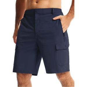 imageLibin Mens Hiking Cargo Shorts with Zipper Pockets 9 Lightweight Quick Dry Casual Shorts for Men Golf Work FishingNavy Blue