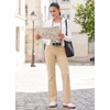 image:imageLibin Womens Pants with Pockets 2931 High Waisted Lightweight Bootcut Casual Pants for Golf Travel Work AthleticLight Khaki