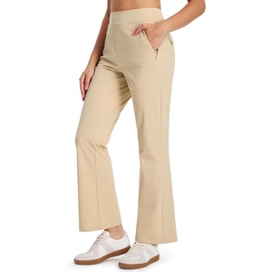 image:imageLibin Womens Pants with Pockets 2931 High Waisted Lightweight Bootcut Casual Pants for Golf Travel Work AthleticLight Khaki
